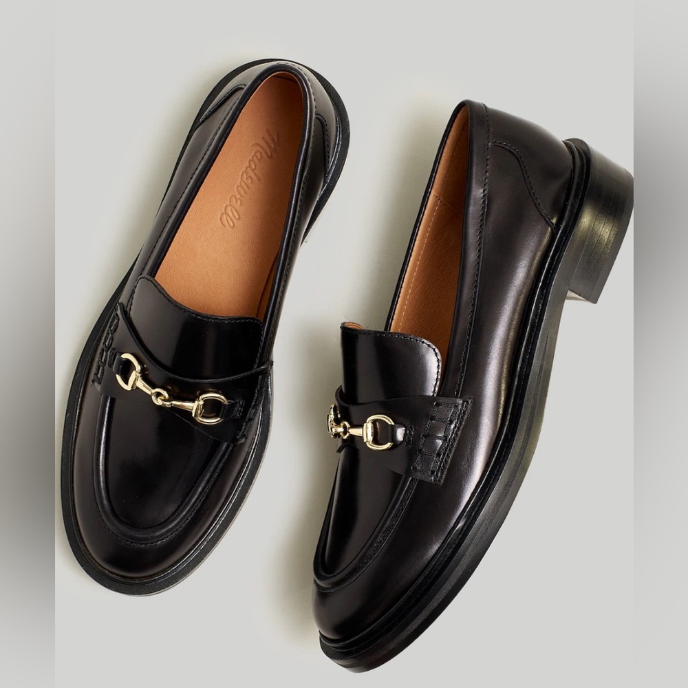 Madewell Black Loafers with Gold Accent